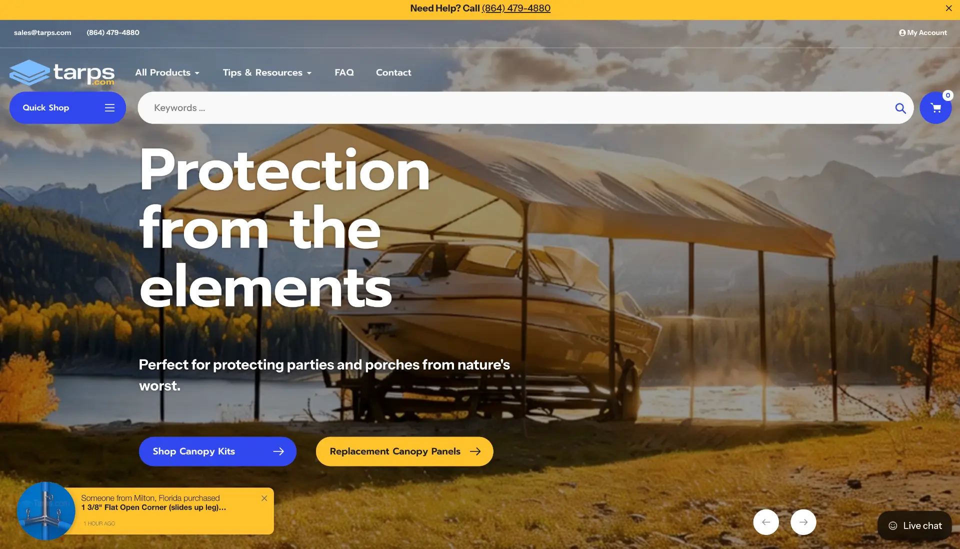 The Tarps Conversion MVP landing page, the after version