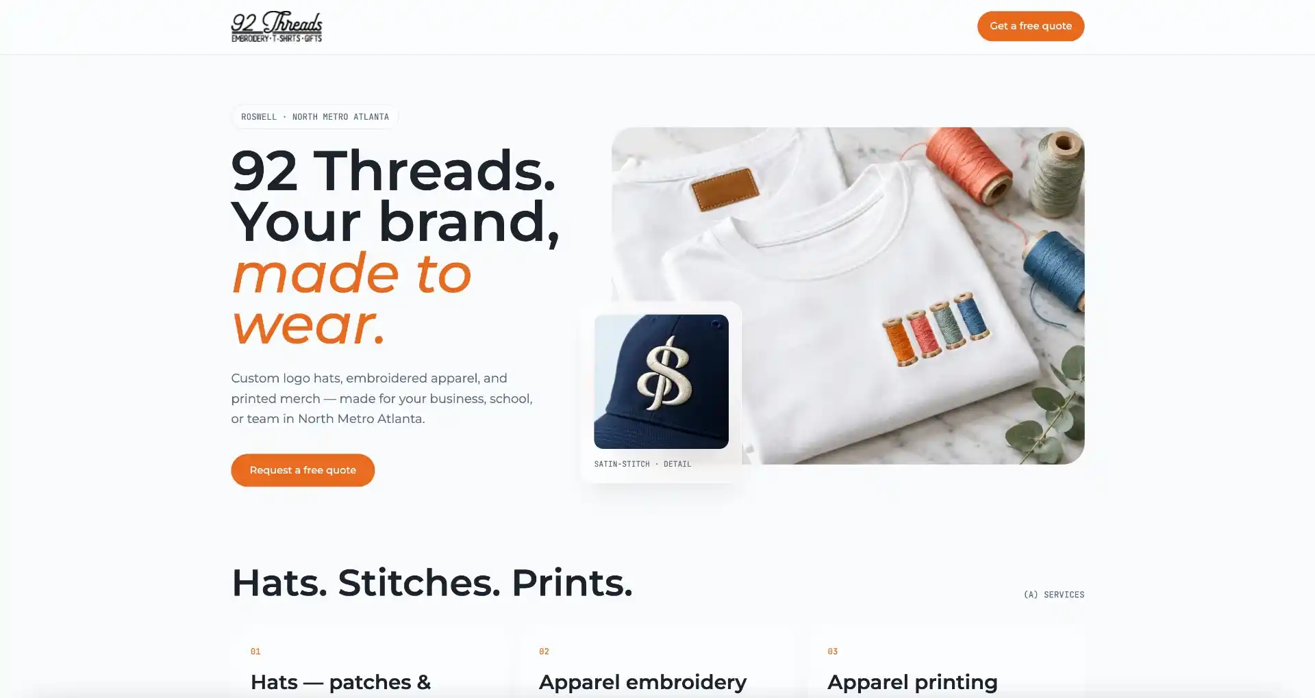 The 92 Threads Conversion MVP landing page, the after version